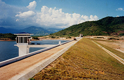 Earth dam, overflow discharge - Thuan Ninh Reservoir